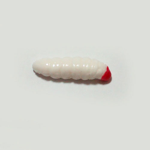 Esca Larva Grande Bianca Testa Rossa